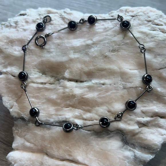Jewelry - Vintage silver black onyx bracelet